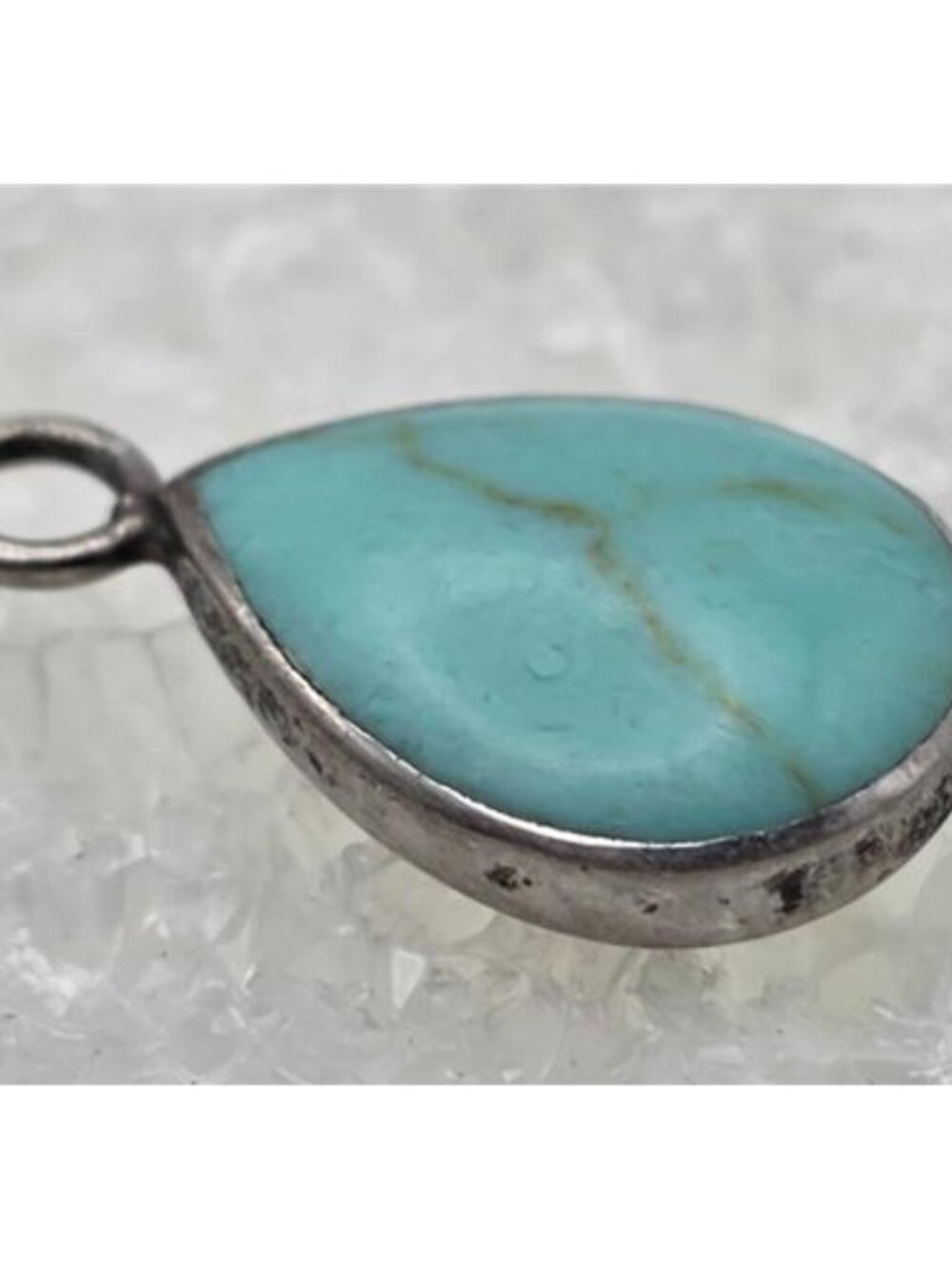 ATI 925 Sterling Silver Turquoise Teardrop Pendant Small 15mm Natural Stone - Picture 3 of 5